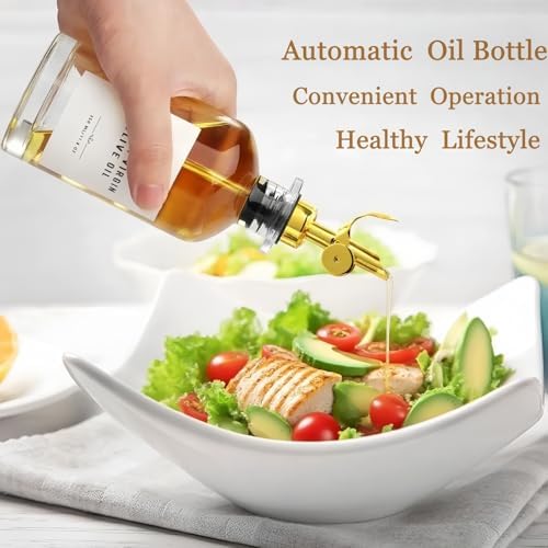 Olive Oil Dispenser,11.8oz Oil Bottle with Bamboo Tray | Set of 2