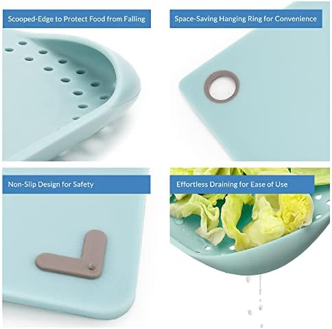 PortoFino Plastic Cutting Board, Kitchen Cutting Boards, Lightweight, Non Slip, Hanging hole with Draining Edge, Ideal RV Kitchen Accessories, Ideal Kitchen Gift, Dishwasher Safe