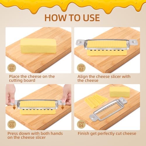 Stainless Steel Butter Slicer, Butter Cutter for Uniform 1/4-Inch Slices