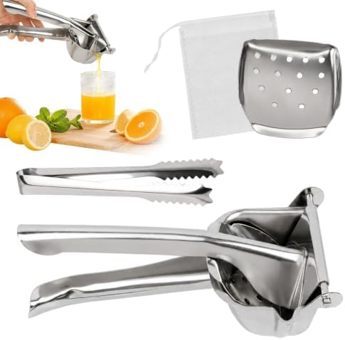 Manual Fruit Juice Squeezer, 304 Stainless Steel Hand Citrus Press