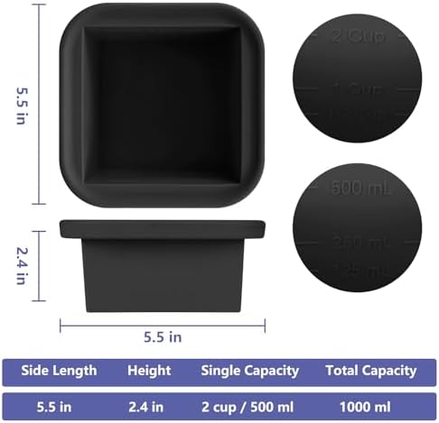 2 Cup Silicone Freezer Trays with Lid 4 Pack Silicone Freezer Molds soup freezer containers Make 4 Perfect Soups, Broths, Stews, Sauces, Curries (Black)