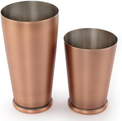 Barfly Cocktail Shaker Set with Weighted Bottom, Deluxe 18 and 28 oz, Antique Copper