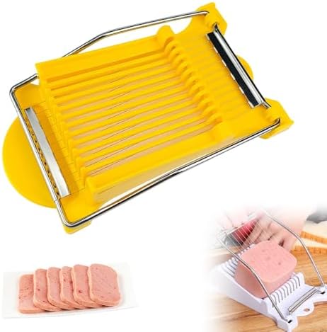 Easy Press Food Slicer with 12 Stainless Steel Wires - Heavy Duty Tomato and Soft Fruit Slicer, Cheese Cutter (Yellow)