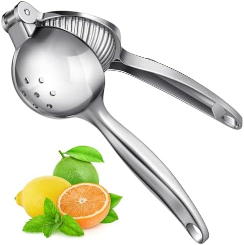 Lemon Squeezer, Sopito Lemon Juicer Heavy Duty Lime Squeezer, Easy & Fast Juicing Citrus Press, Hand Fruit Press for Seedless Juicing, Easy to Clean Manual Juicer, Silver