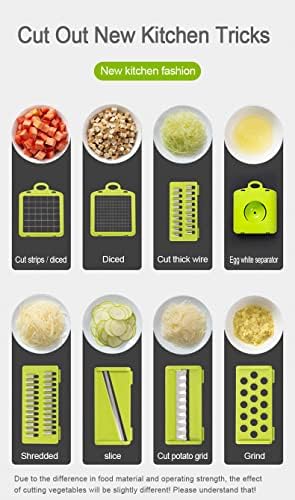 Multi-functional Vegetable Chopper with container, Salad Cutter & Fruit Slicer - Ultra-Sharp Stainless Steel Blades, Compact Onion Chopper & Potato Slicer, Versatile Kitchen Helper - BPA Free