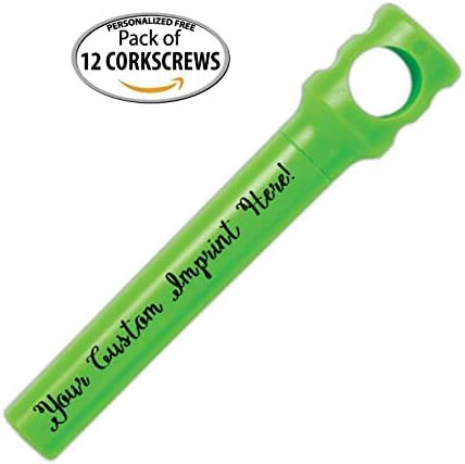 Personalized Pocket Corkscrew - Wine Bottle Opener- Custom Printed Name - Imprinted with Your Name, Logo or Message - Great Gift Ideas - FREE PERZONALIZATION - 12 Corkscrews per Box (Lime)
