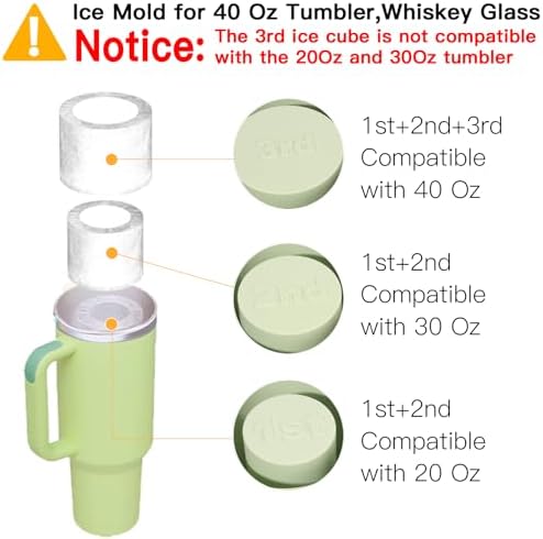3 Pcs Silicone Ice Cube Tray for 30-40 Oz Tumblers with Lid and Storage Bin