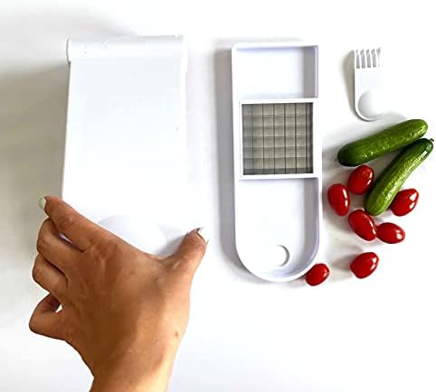 Jean-Patrique Magic Vegetable Chopper with Container - White Food Chopper with 2 Interchangeable Blades, Capture Tray, and Easy-Cleaning - Perfect for Cucumber, Salad, Tomatoes, and Onions