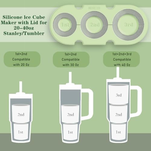 2PC Silicone Ice Mold for Stanley Cup 30 40oz, Tumbler Ice Maker