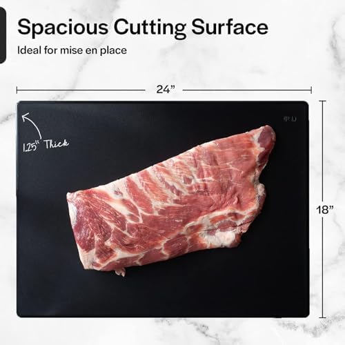 Thick Black Cutting Board 24x18 Extra Large 1" HDPP Plastic for Restaurants and Professional Kitchens, NSF Stamped - 13 lb