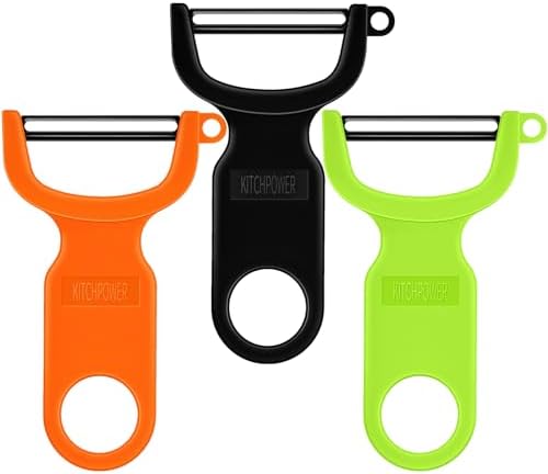 Original Vegetable Peeler, Potato Peelers for kitchen Carbon Steel Blade 3-Pack Green/Orange/Black