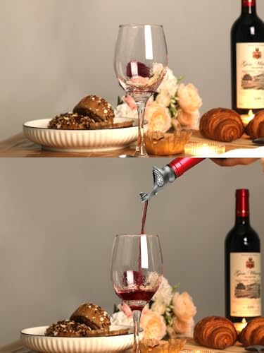 Goose Wine Pourer with Top Hat, Zinc Alloy Metal Animal Liquor Bottle Pourer Spout with Aerator & Stopper, Drip Free Universal Fit for Wine Whiskey Spirits, Funny Bar Accessory & Gift for Wine Lovers