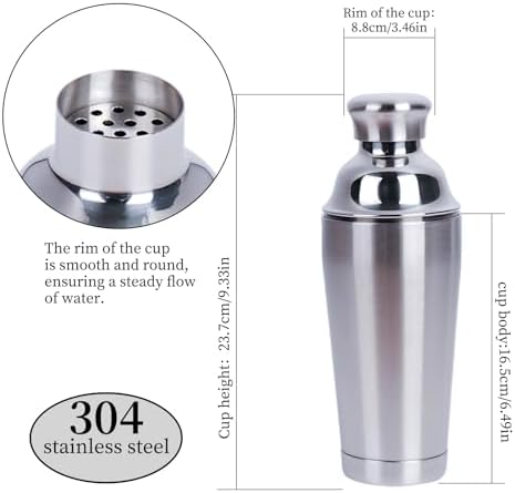 21oz Cocktail Shaker - Insulated Double Wall, Martini Shaker, Drink Shaker, No Stuck Twist Lid, Leakproof, Built-in Strainer, Perfect for Home Bar