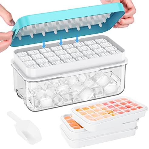 PHINOX 1" Ice Cube Tray with Lid and Bin, Easy Release 96 Cubes for Freezer