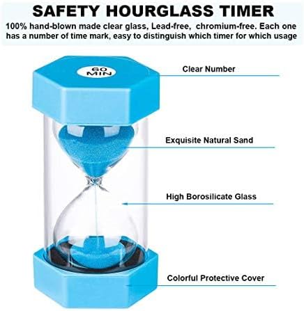 SuLiao Hourglass Sand Timer for Kids,Plastic Sand Clock 5/25 Minutes Set,Large Blue Green Sand Watch 5&25Min,Reloj de Arena Niños,Colorful Hour Glass Sandglass Timer for Classroom,Games,Kitchen,Decor