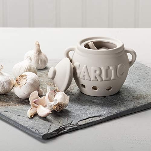 Kilo BA113 Classic Ceramic Garlic Storage Pot. 11cm, Beige, One Size