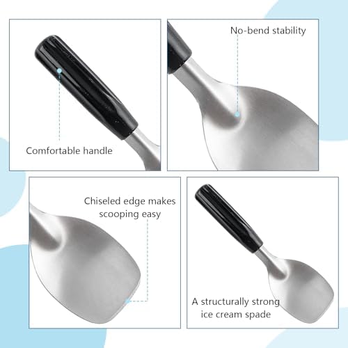 4 Pack Ice Cream Spade Heavy Duty - Stainless Steel Flat Ice Cream Scoop, Scooper for Hard or Creamy Dessert Spade Butter Cutter