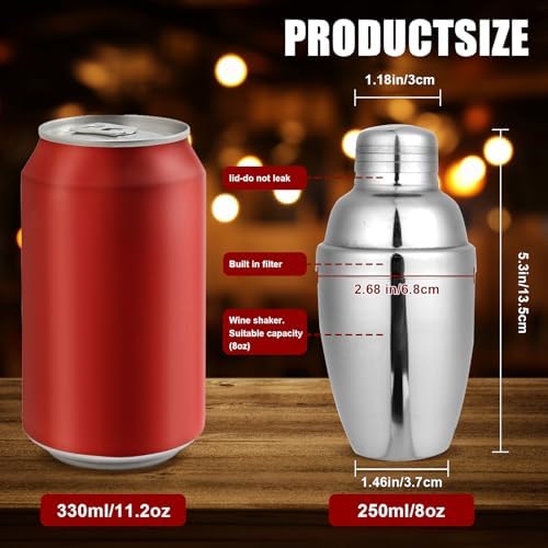 6PCS Mini Cocktail Shaker, Drink Shakers Cocktail,Stainless Mini Martini Shaker, Cocktail Shaker With Strainer, for Bar Tending, Espresso Shaker, for Bar Party Home Drink Mixers (8 OZ)
