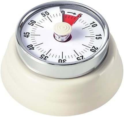 Elegant Stainless Steel Vintage Kitchen Timer with Magnetic Attachment - 60-Minute Countdown & Audible Alarm, Perfect for Cooking, Office Tasks, and Study Sessions (01-Beige)