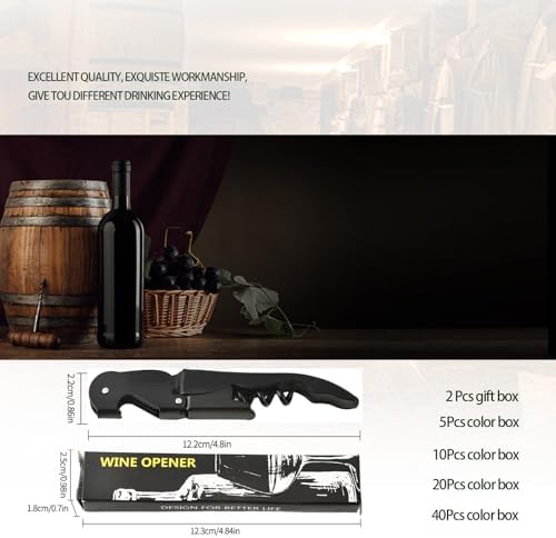 Wine Opener Waiter Corkscrew, Professional Wine Key for Servers, Bartender with Foil Cutter, Manual Wine Bottle Opener Double Hinged (2 Gift Box, Black)