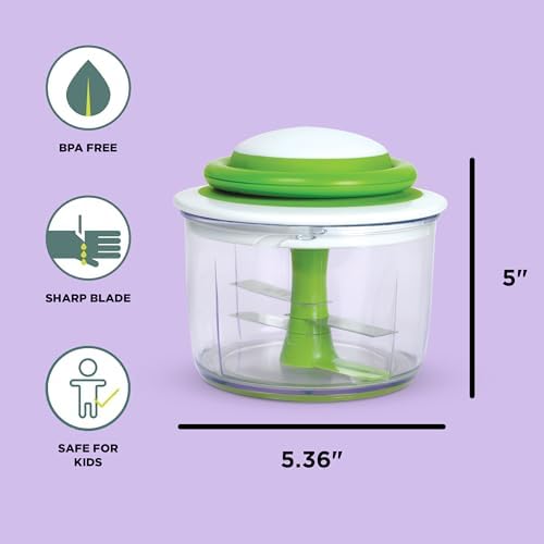 Chef'n VeggiChop Hand-Powered Food Chopper (Arugula), 5.5" x 5.5" x 5"