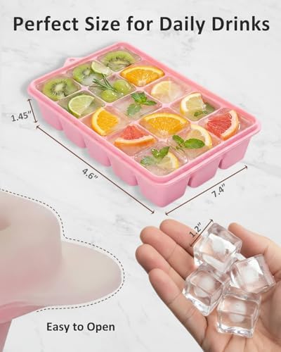 Silicone Ice Cube Trays with Lid, 4 Pack Ice Cube Molds