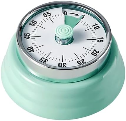 Elegant Stainless Steel Vintage Kitchen Timer with Magnetic Attachment - 60-Minute Countdown & Audible Alarm, Perfect for Cooking, Office Tasks, and Study Sessions (01-Green)