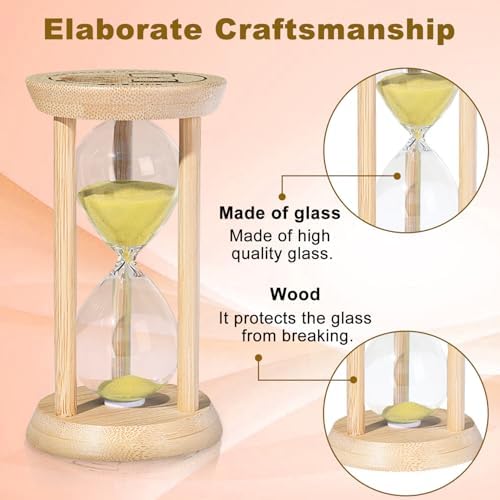 SuLiao Wooden Sand Timer 30 Minute Hourglass, Beech Gold Sand Clock, Small Watch 30 Min Timer, Reloj De Arenai, Hour Glass Sandglass for Home, Office, Decorative, Game, Classroom