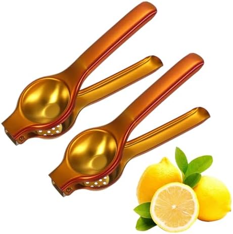 uxcell 2Pcs Metal Lemon Squeezer, Stainless Steel Citrus Fruit Juicer Handheld Lemon Juicer Squeezer Manual Press Professional Hand Kitchen Tool for Lemon Citrus Juicing, Brown