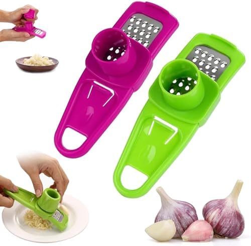 Garlic Grinder - Hand Grinder for Garlic, 2024 New Hand Press Garlic Chopper, Hand Pepper Grinder, Easy and Fast Stainless Steel Garlic Press for Home Daily Use (Z-Both)