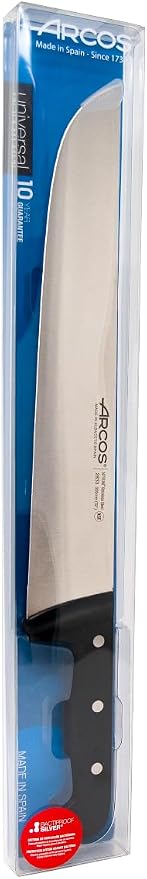 Arcos Butcher Knife 12 Inch Nitrum Stainless Steel and 300 mm blade. 394 gr. Professional Cleaver Knife. Ergonomic Polyoxymethylene POM Handle. Series Universal. Color Black