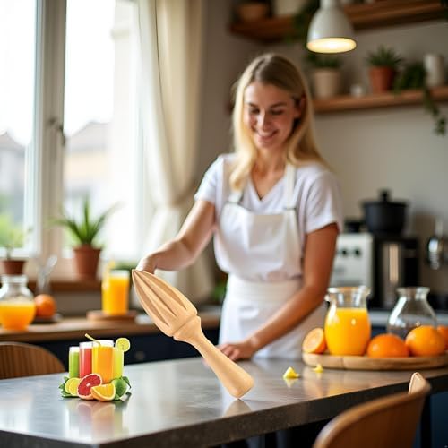 Wooden Citrus Reamer,Handheld Hand Citrus Lemon Juicer,Portable Fruit Squeezer,Kitchen Juicing Tool,Manual Orange Lemon Juice Reamer for Daily Home Bar Cafe Restaurant Use (Pack of 2)