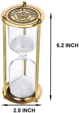 SuLiao Hourglass 60 Minute Timer, Vintage Brass Sand Clock, Unique Metal Watch, Antique Glass with White Sand for Home, Desk, Office, Gifts, Decor