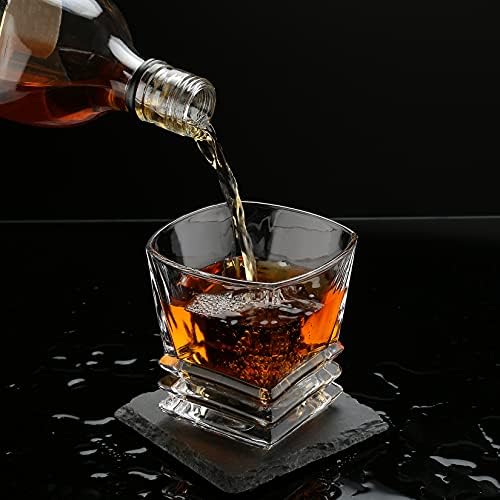 Whiskey Glass and Stones Set with Vintage Wood Box, Ideal Gifts for Men Dad