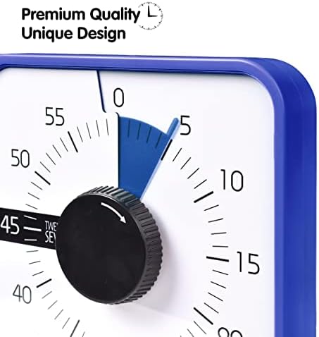 TWENTY5 SEVEN Countdown Timer 7.5 inch; 60 Minute 1 Hour Visual Timer – Classroom Teaching Tool Office Meeting, Mechanical Countdown Clock for Kids Exam Time Management Magnetic, Navy Blue