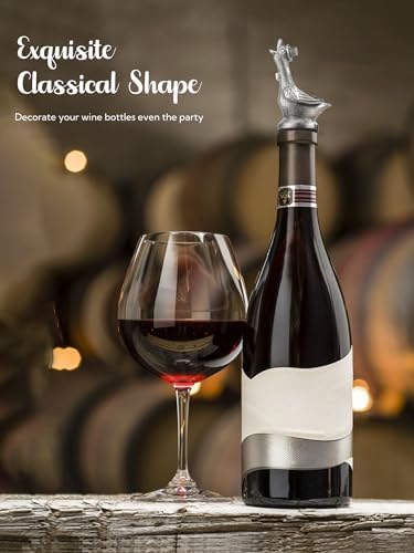 Goose Wine Pourer with Top Hat, Zinc Alloy Metal Animal Liquor Bottle Pourer Spout with Aerator & Stopper, Drip Free Universal Fit for Wine Whiskey Spirits, Funny Bar Accessory & Gift for Wine Lovers