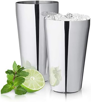 True Reserve Stainless Steel Boston Shaker Set, Cocktail Shaker Tins for Mixed Drinks, Cold Brew Cocktails, Margarita, Whiskey Sour, Espresso Martini, Home Bar, Bartender Gifts, 25 oz and 18 oz