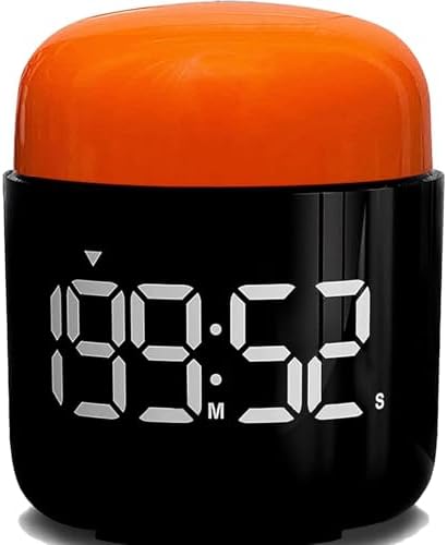 Table Twist Timer, Large LED Display Stopwatch, Silent & Loud Alarm, 199 Minute Countdown & Up, Vintage Night Light, for Kitchen Cooking Meeting Teacher Classroom Office Yoga Fitness Games (Orange)
