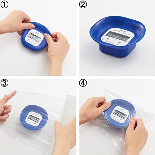 Tanita Kitchen Study Learning Timer with Magnetic Wrap Silicone Timer Blue TD-420 BL Wrap Clean