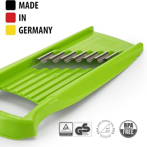 Börner by Reston Lloyd Wave-Waffle XXL Power Line • Crinkle Cut/Spirelli Vegetable Slicer • Slicer for Wave Waffle Cut Vegetables • Wavy French Fries • Made in Germany, Lime
