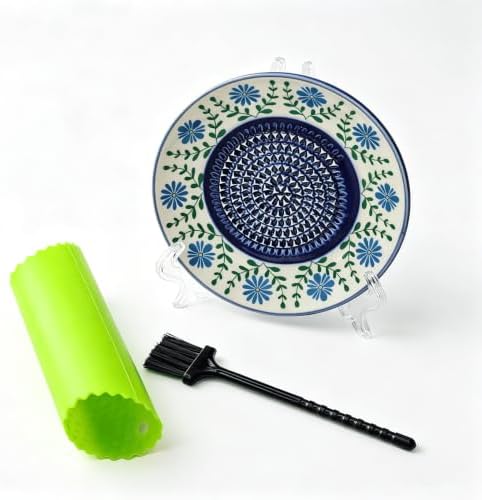 Ceramic Garlic Grater Plate Set - 4PCS Ginger Grater Dish with Silicone Peeler, Brush & Display Stand, Spanish Tomato Grater, Porcelain Mincing Plate, Herb Stripper Kitchen Tool