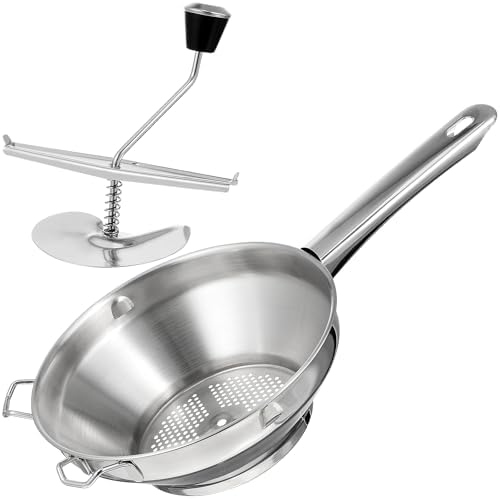 UPKOCH 1pc Stainless Steel Potato Ricer and Masher - Manual Kitchen Tool for Fluffy Mashed Potatoes, Tomatoes, Jam- Heavy Duty Design for Home and Commercial Use (Silver)