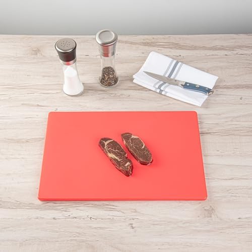 Restaurantware-Chef 101 18 x 12 Inch Cutting Board, 1 Color Coded Chopping Board - No Scratch, Dishwashable, Red Plastic Cutting Mat, No Slip, Reversible, For Raw Meat