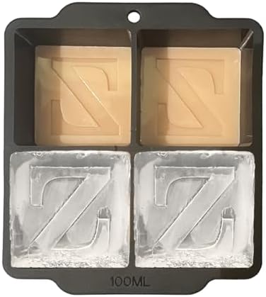 Monogrammed Ice Cubes Mold with Lid, 2 inch Whiskey Ice Cube Tray, Personalized Initials Silicone Cocktail Ice Cube Mold, Wedding Monogram, Thank You Gift, Gifts for Dad (Letter Z)