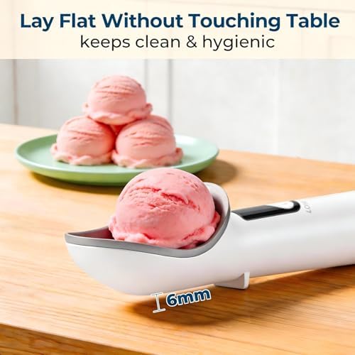 Heated Ice Cream Scoop, Dishwasher Safe,Rechargeable Electric Warming Scooper, ON/OFF Safety Lock Switch,Heats to 158F, Kitchen Tool Nonstick Scooper for Gelato, Frozen & More