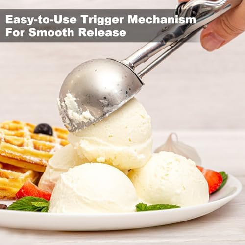 Cookie Scoop,Set of 3 Cookie Dough Scoops for Baking 1 Tbsp,2 Tbsp,3 Tbsp,Stainless Steel Ice Cream Scooper with Trigger Release for Cupcake,Ice Cream,Muffin,Meatball,Melonball (Pack of 2)