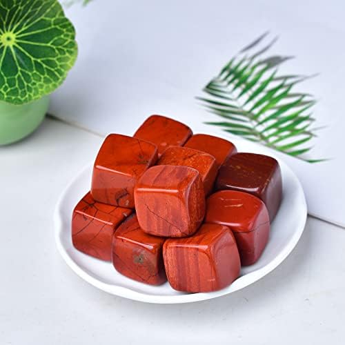 Whiskey Stones Red Jasper Chilling Crystal Ice Cubes for Drinks Whiskey Rocks 0.8" Wine Cubes Gifts for Women Set of 6