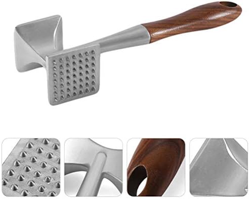 Dual Sided Meat Tenderizer Mallet Hammer with Wood Handle