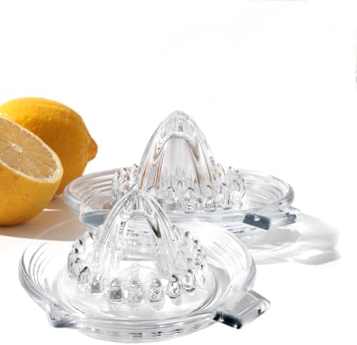 Glass Lemon Manual Juicer, for Orange, Grapefuit, Small Citrus, Extractor Manual Hand with Handle and Pour Spout, Kitchen Bar Drink Preparation Tool (2)