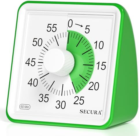 Secura Visual Timer for Kids, 60 Minute Classroom Countdown Timer for Study